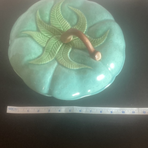 California Pottery teal covered dish vintage mid century - Picture 8 of 9